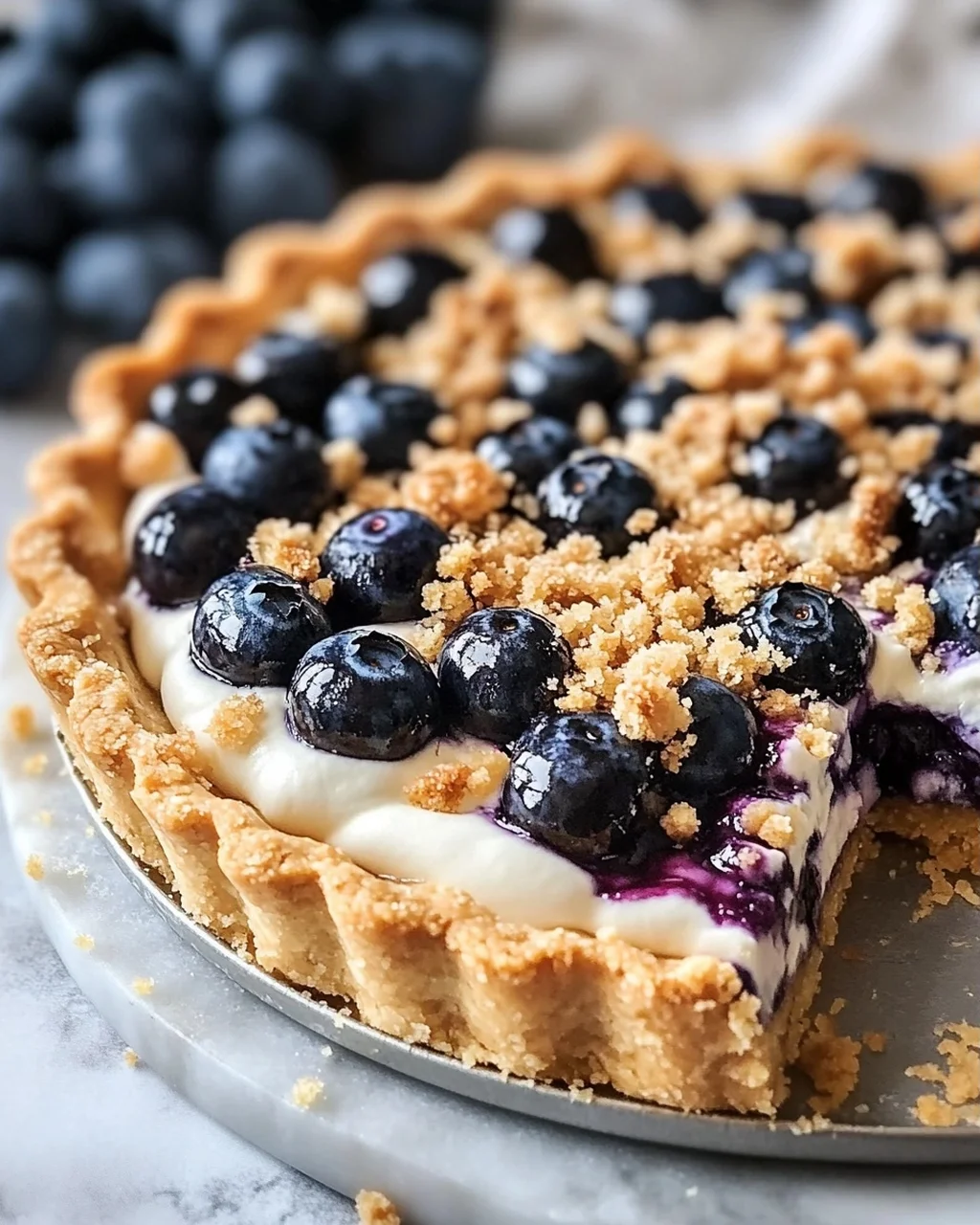 Blaubeer-Tarte mit Vanille-Schmand und Streuseln
