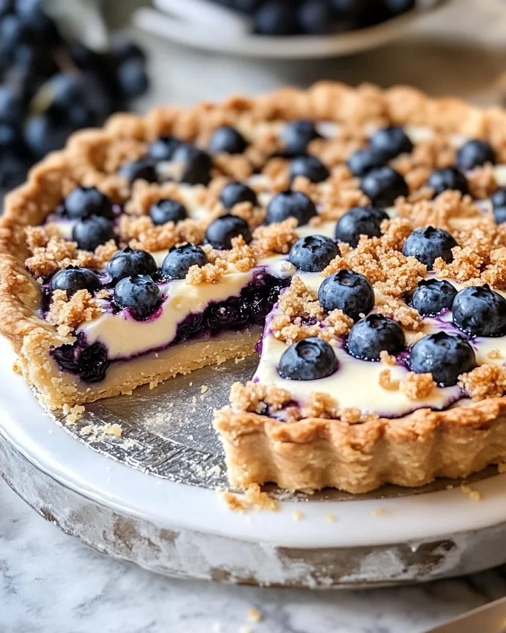 Blaubeer-Tarte mit Vanille-Schmand und Streuseln