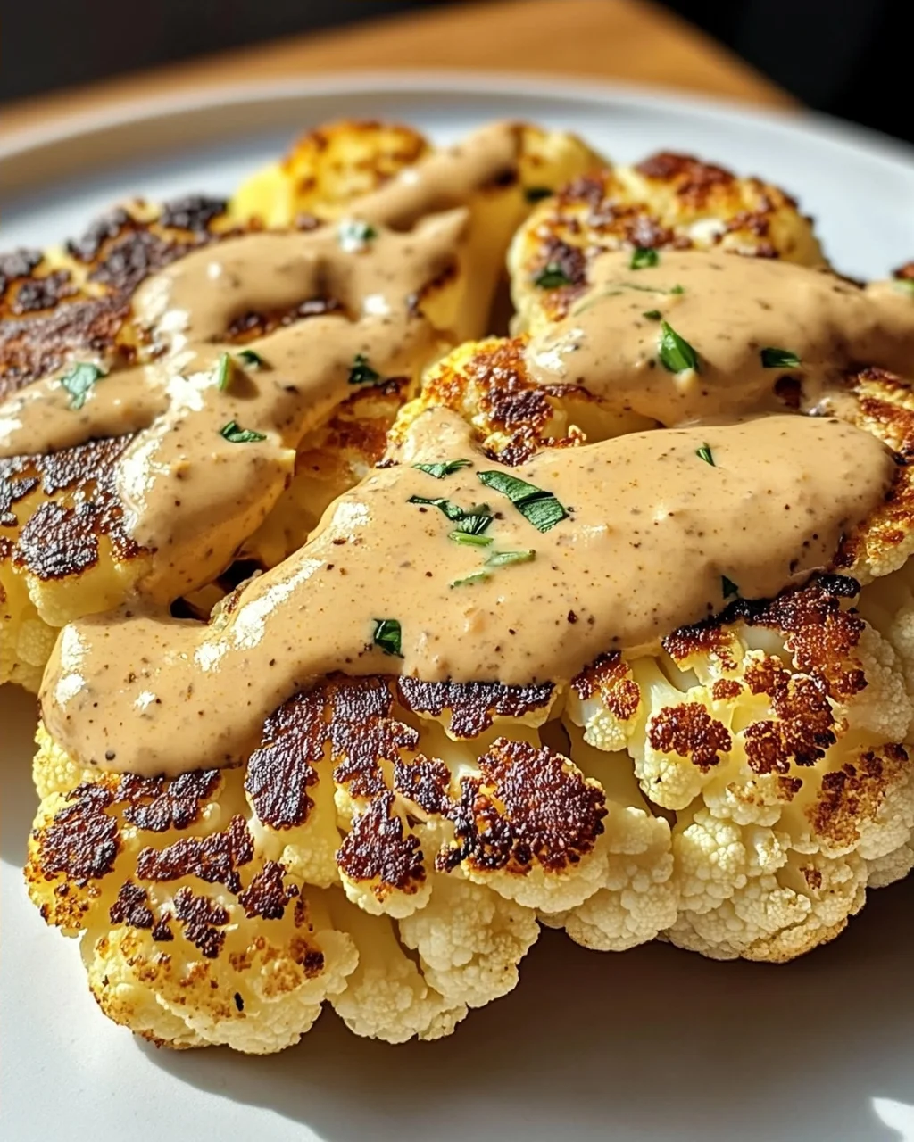 Blumenkohlsteak mit Pfefferrahmsauce