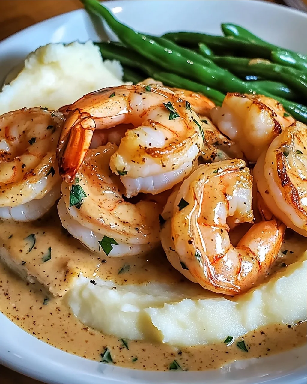 Cajun Garnelen mit Knoblauchcreme und Beilagen