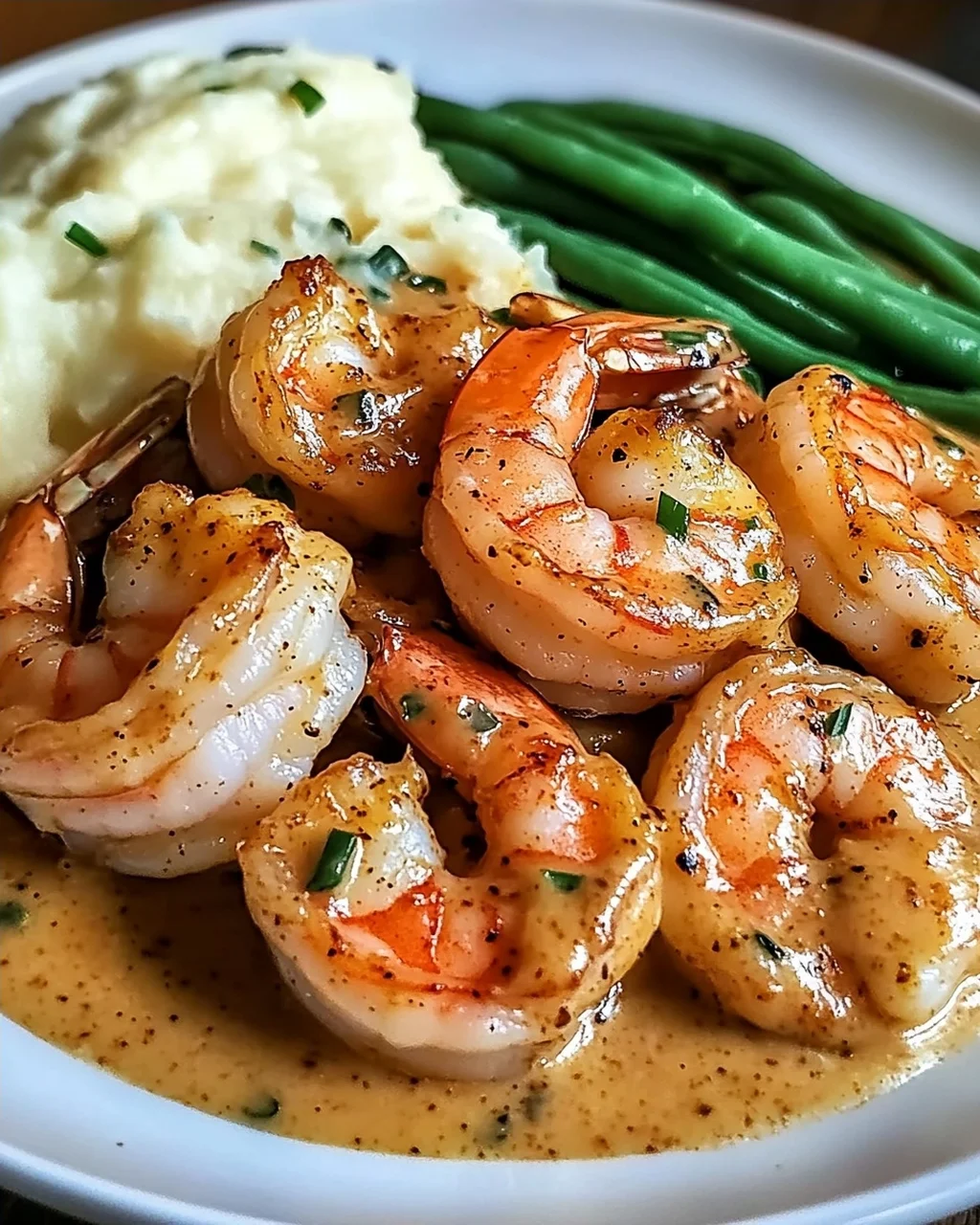 Cajun Garnelen mit Knoblauchcreme und Beilagen