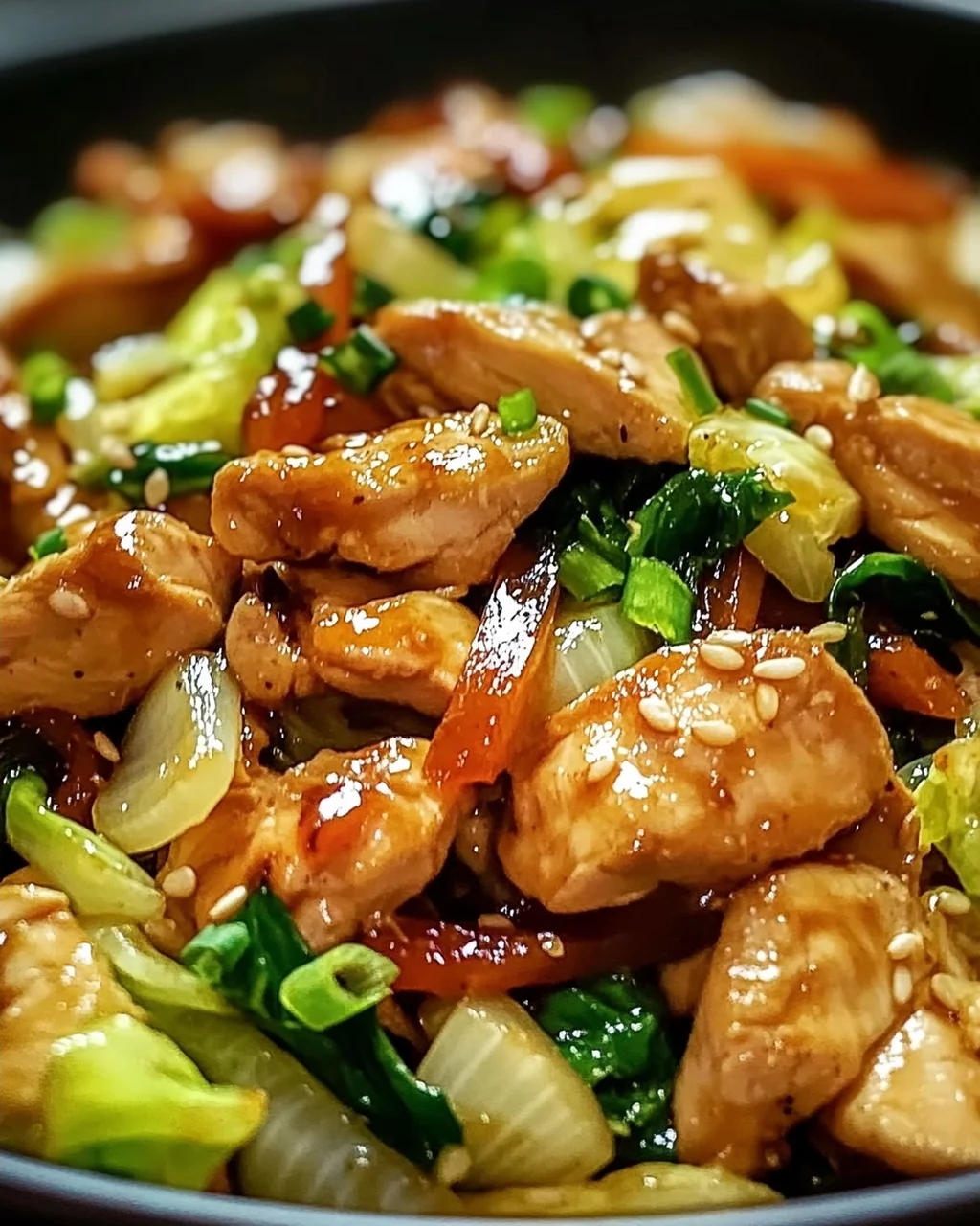 Chinesische Hähnchenpfanne mit Spitzkohl und Zwiebeln genießen!