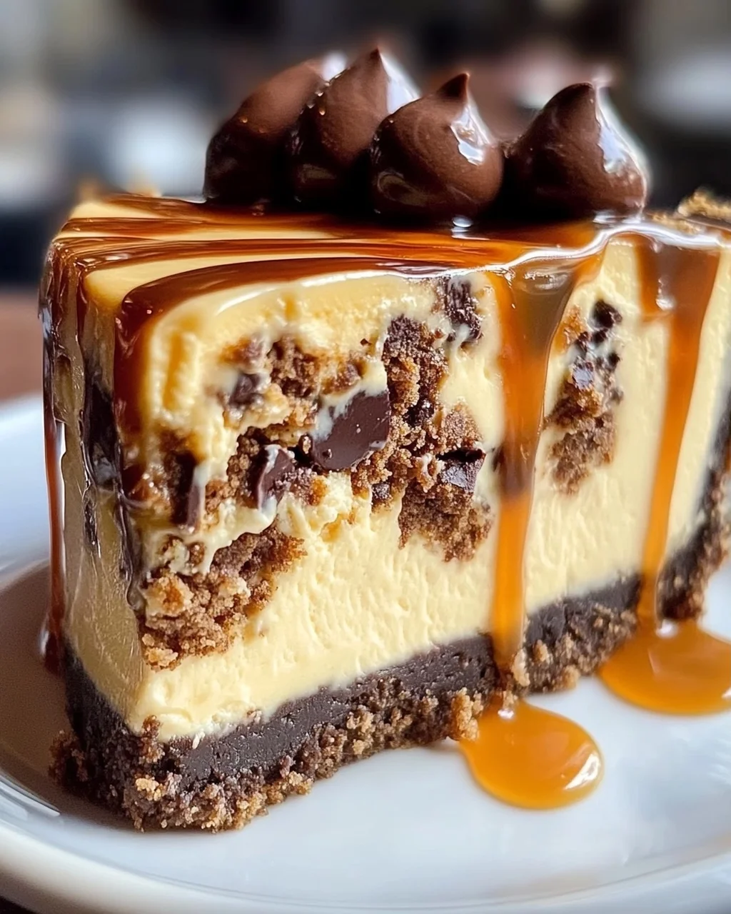 Cookie Dough Cheesecake mit Salted Caramel Swirl