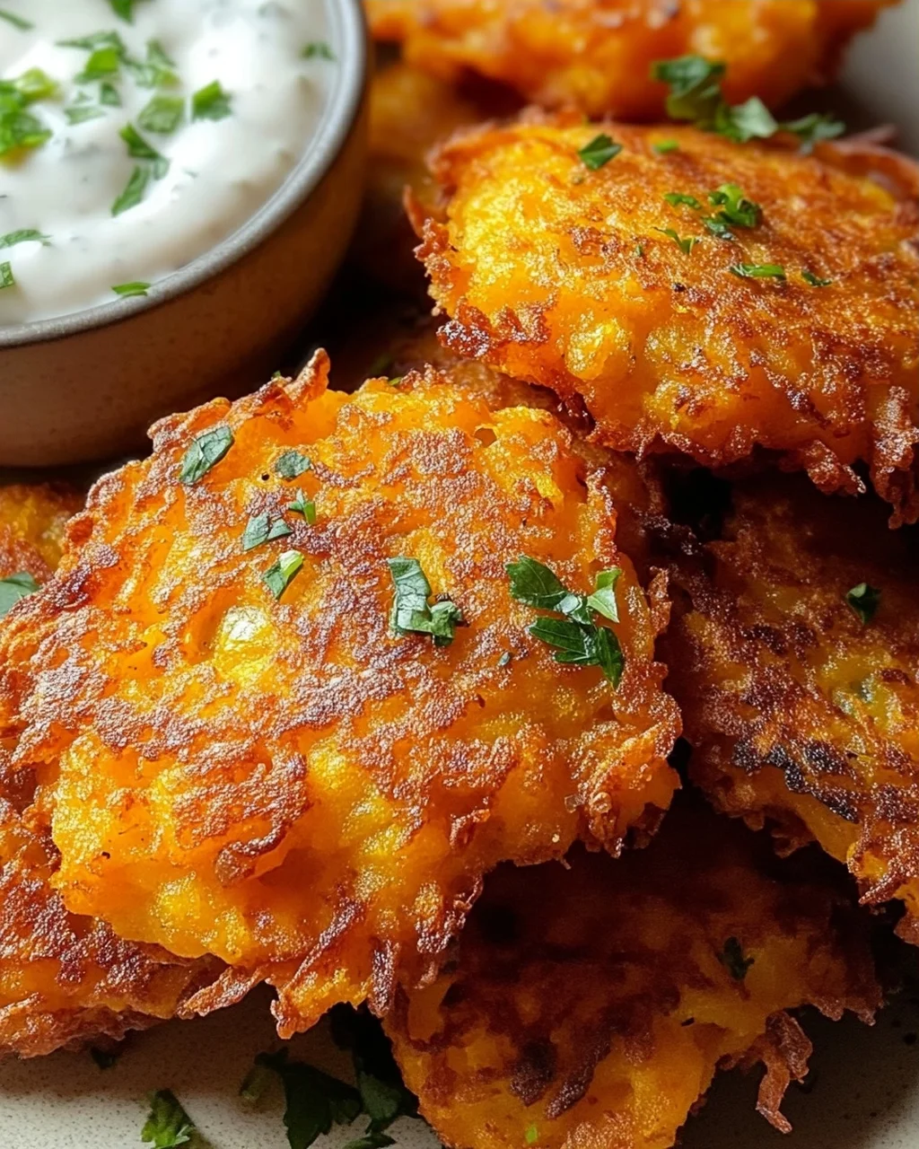 Crispy Butternut Squash Fritters mit Knoblauchdip Rezept