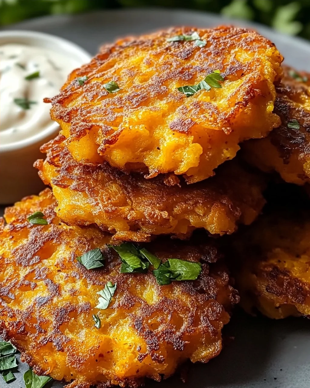 Crispy Butternut Squash Fritters mit Knoblauchdip Rezept