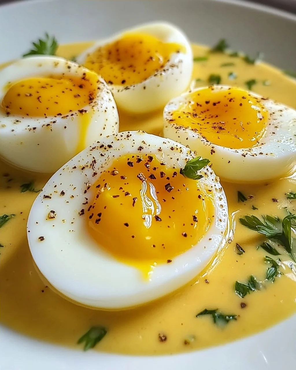 Eier in Senfsoße