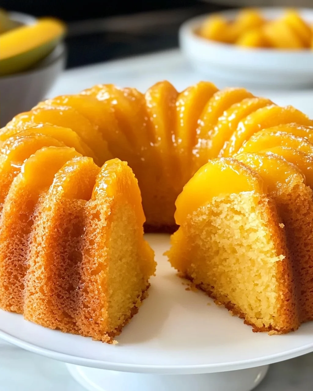 Eierloser Mango Bundt Kuchen für den Sommer