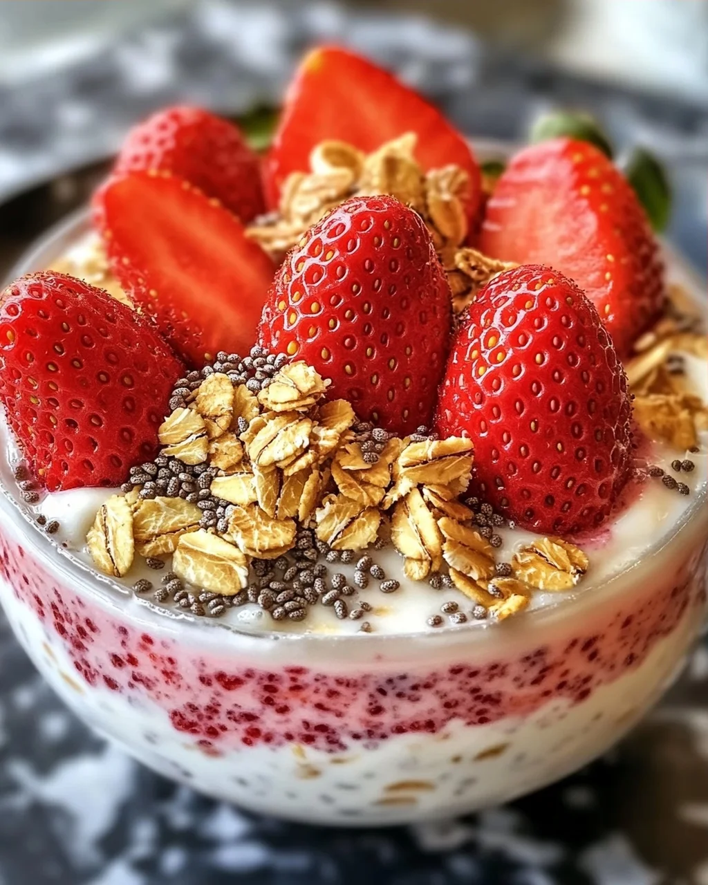 Erdbeeren und Sahne Übernacht-Haferflocken Genuss