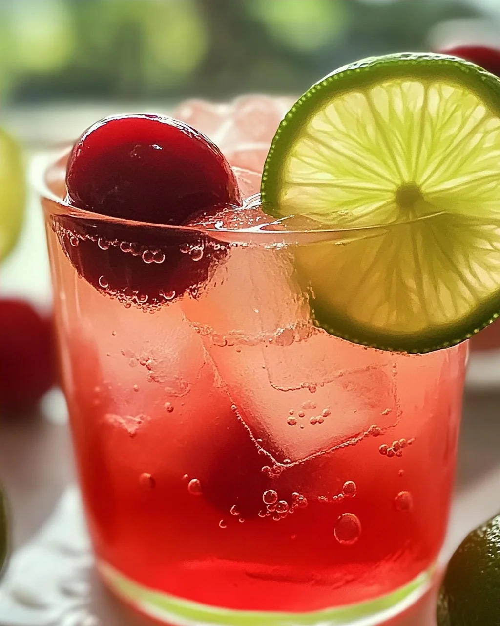 Erfrischende Kirsche Limettenlimonade für den Sommer