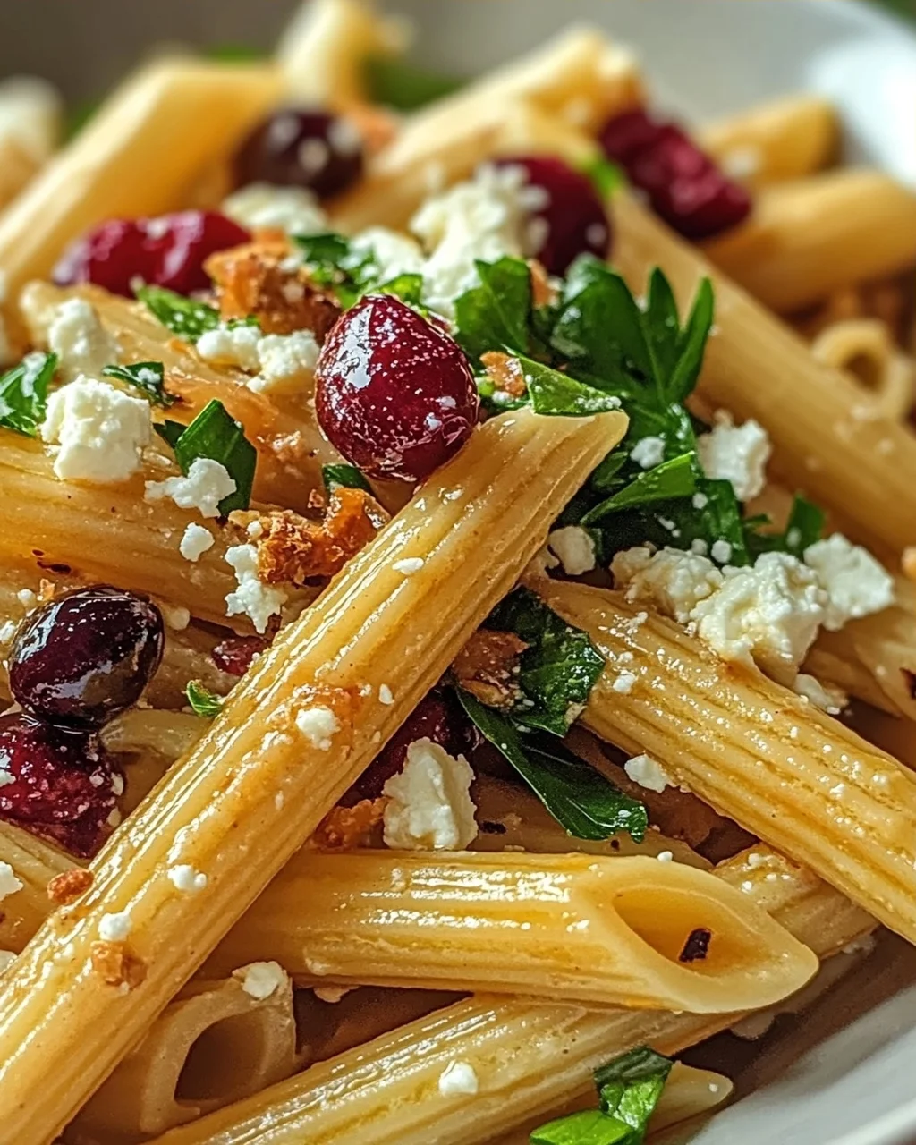 Feta-Cranberry-Penne-Salat mit Orangen-Vinaigrette Rezept