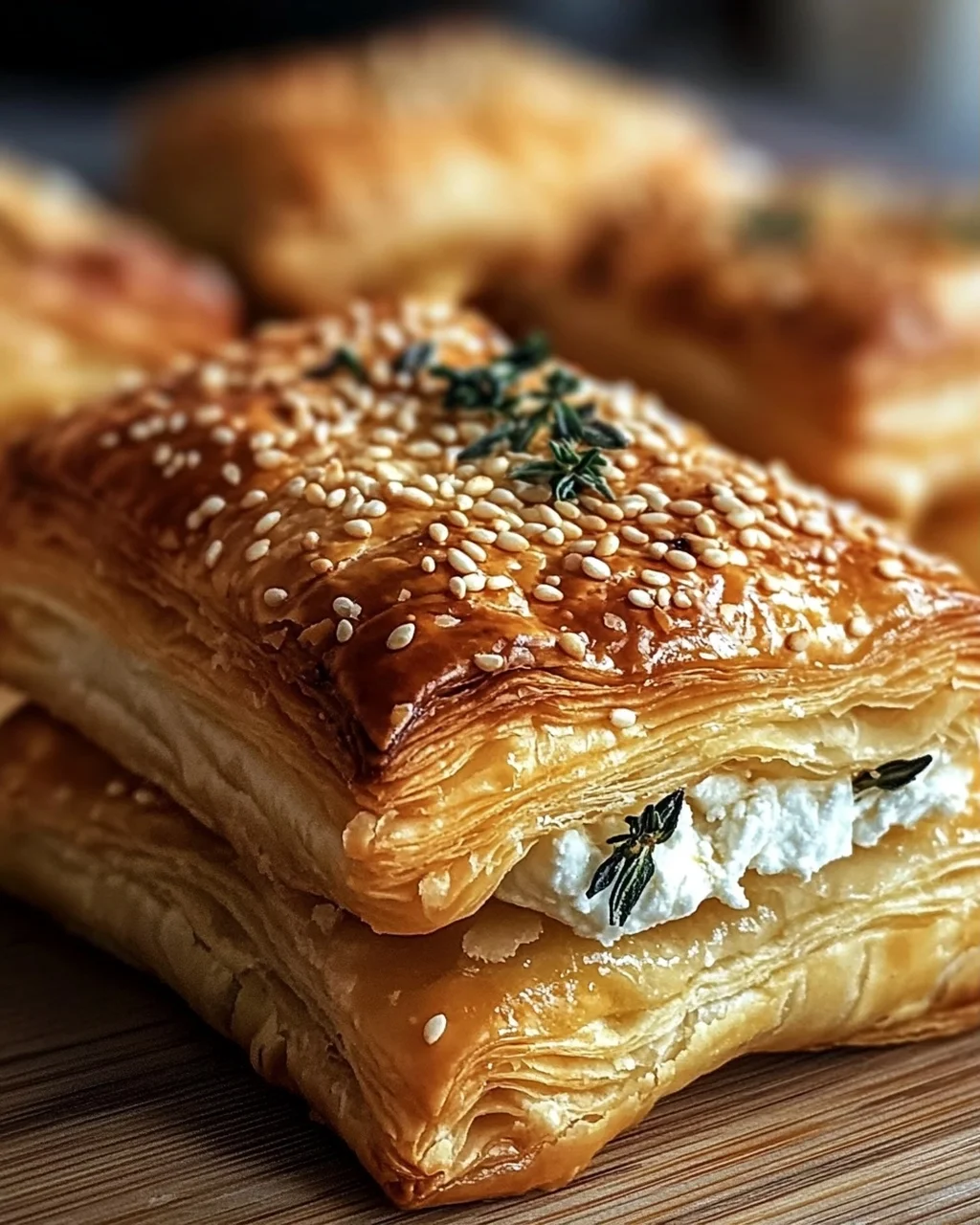 Feta im Blätterteig mit Sesam und Thymian