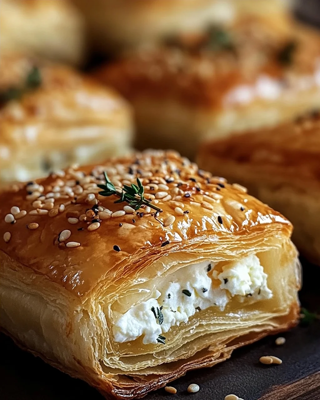 Feta im Blätterteig mit Sesam und Thymian