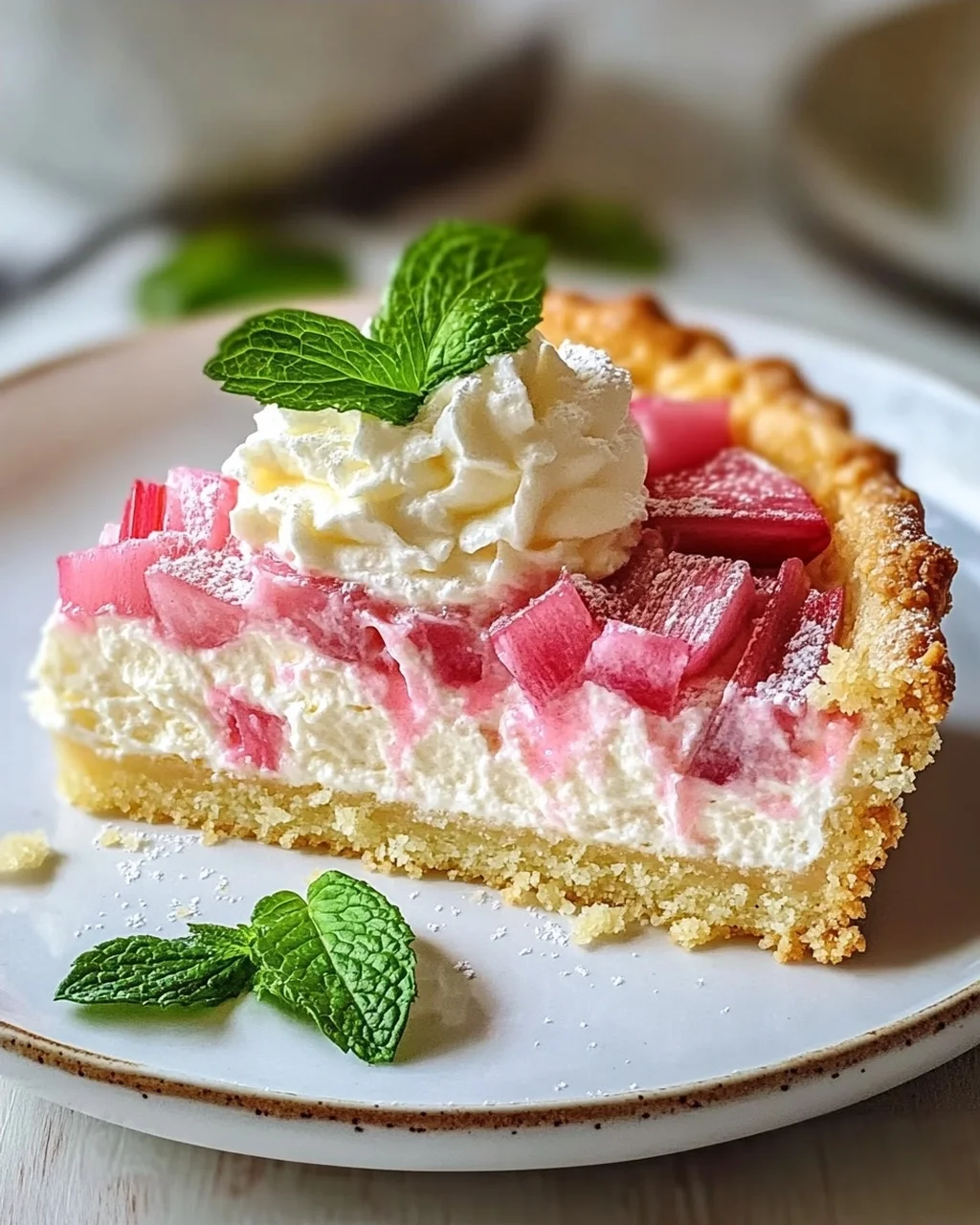 Fluffy Rhubarb Sour Cream Cake with Shortcrust Pastry Recipe