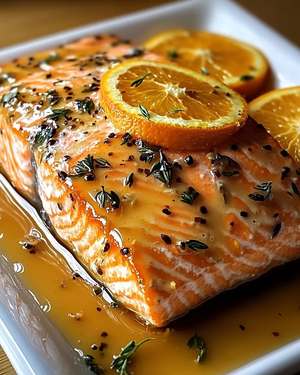 Gebackener Orangen-Lachs mit Honig-Senf-Glasur