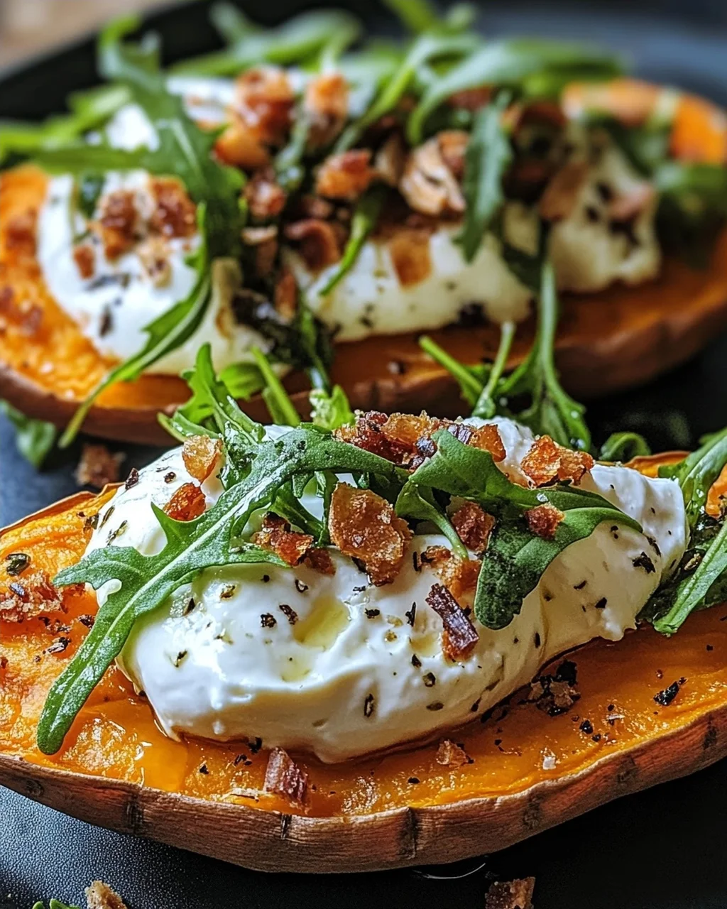 Gefüllte Süßkartoffeln mit Burrata