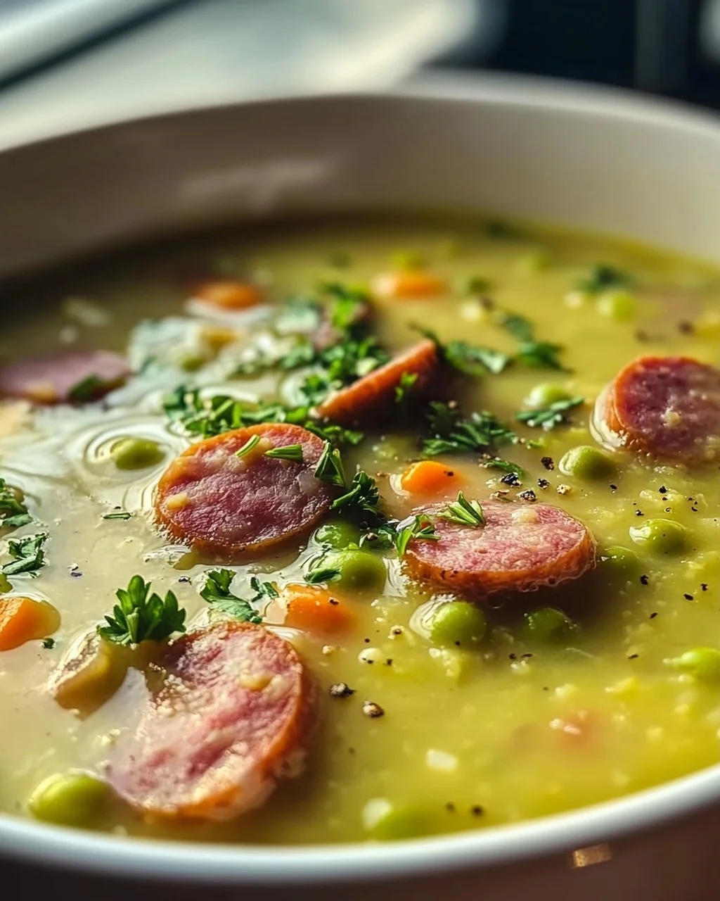 German Split Pea Soup With Smoked Sausage – Hearty Recipe!