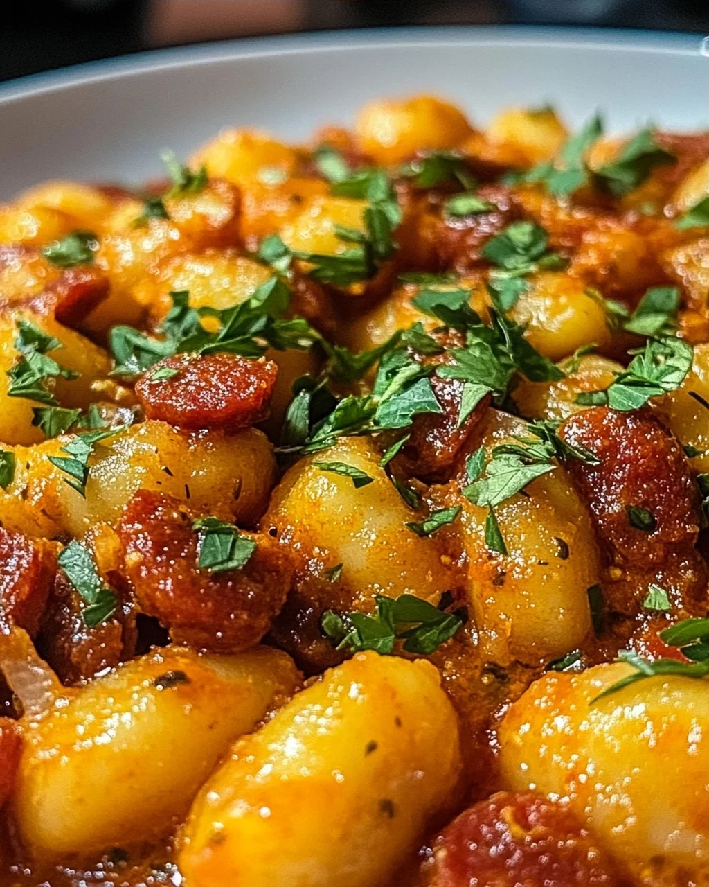Gnocchi mit Chorizo und cremiger Harissa-Sauce