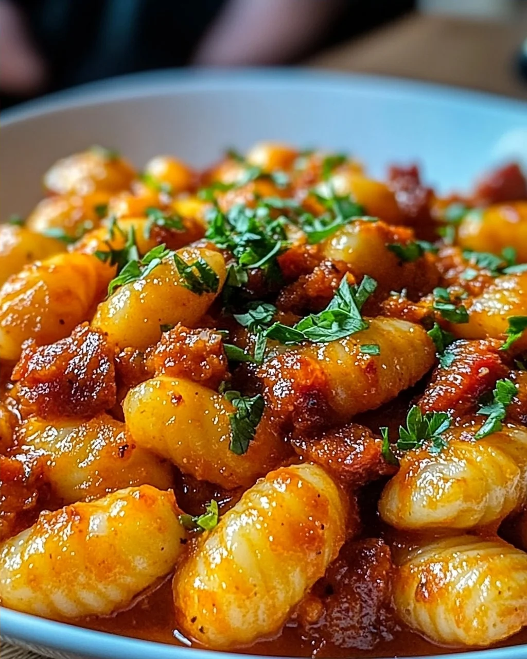 Gnocchi mit Chorizo und cremiger Harissa-Sauce