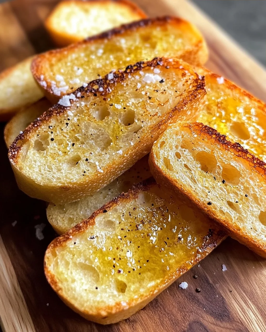 Grillbrot mit Olivenöl und Meersalz
