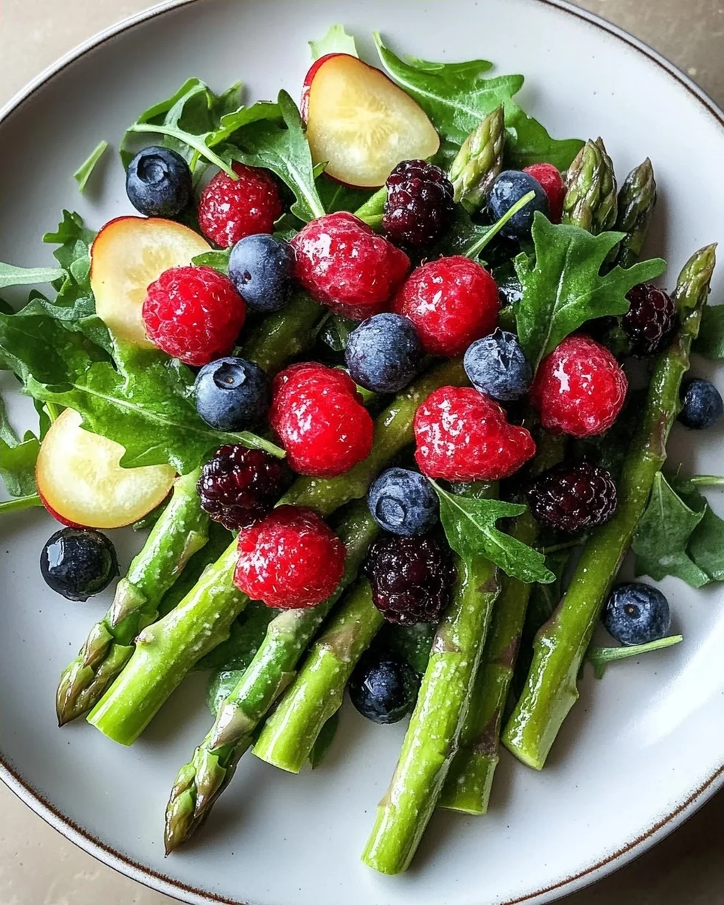 Grüner Spargel Salat Mit Erdnon-alcoholic beeren & Rucola