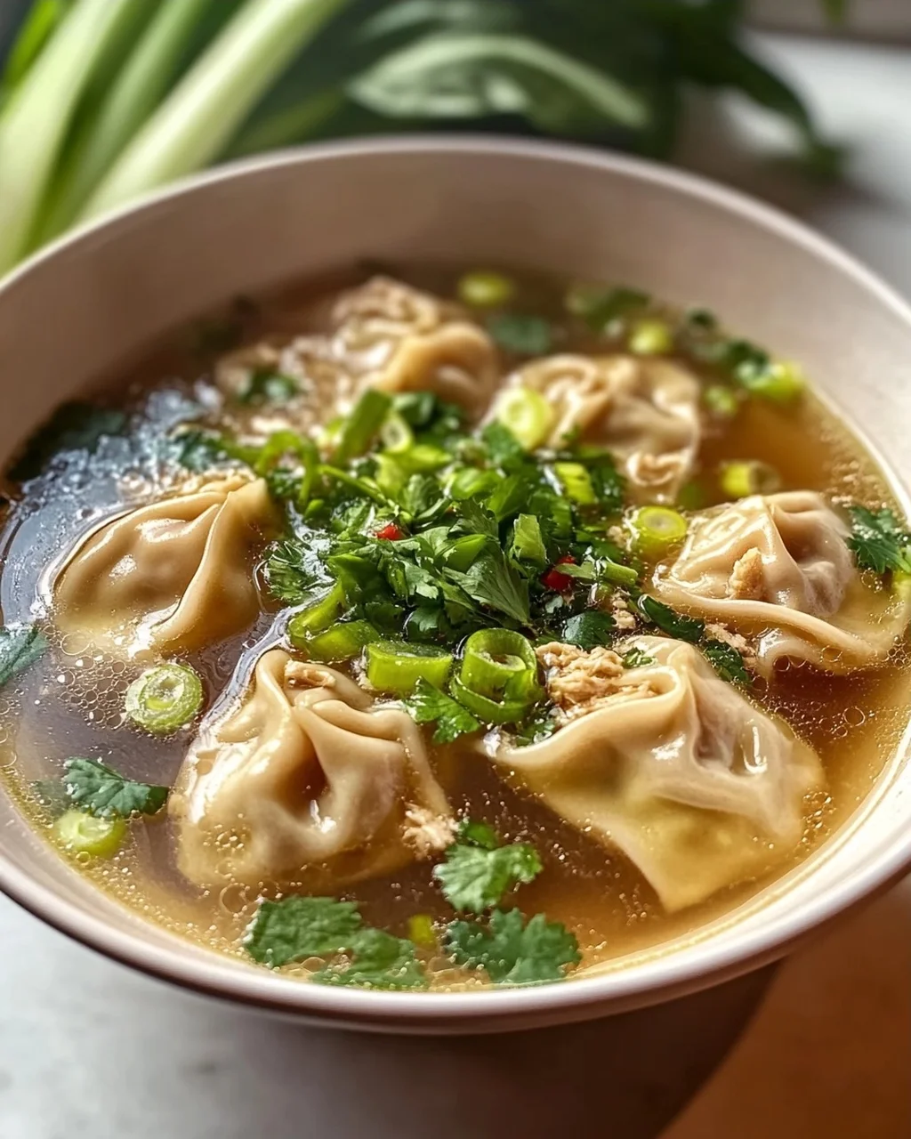 Hähnchen Ingwer Wonton Suppe: Herzhaft & Lecker mit Pak Choi!