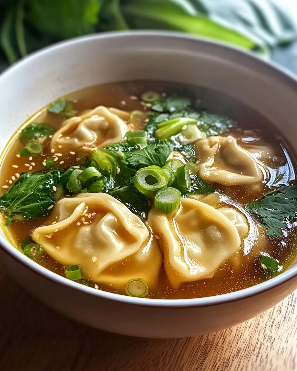 Hähnchen Ingwer Wonton Suppe: Herzhaft & Lecker mit Pak Choi!