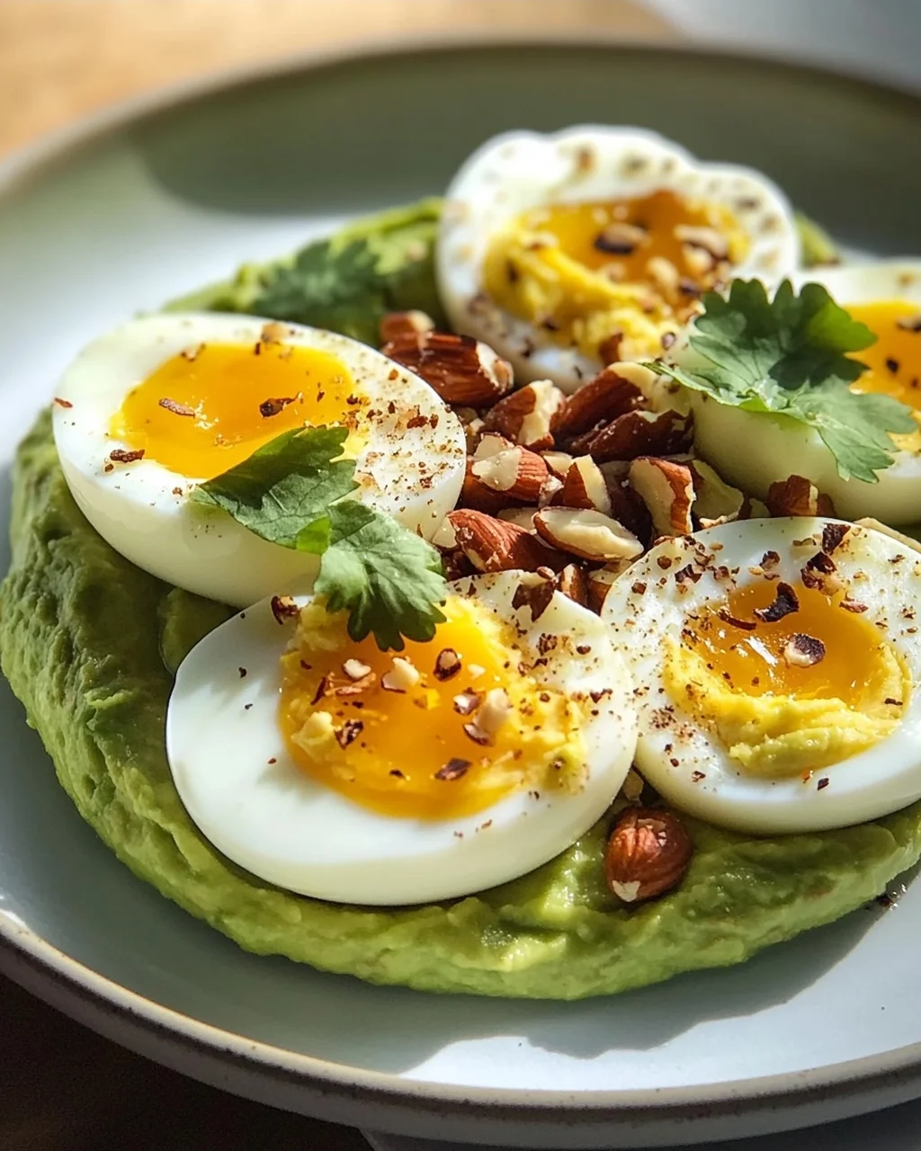 Hartgekochte Eier mit Avocado & Nüssen: Dein Power-Frühstück!