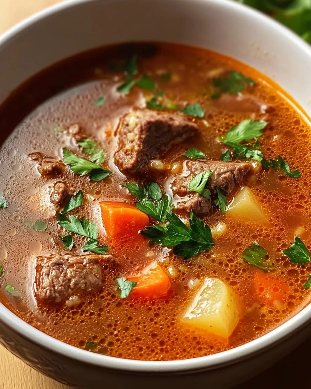 Herzhafte serbische Reisfleischsuppe