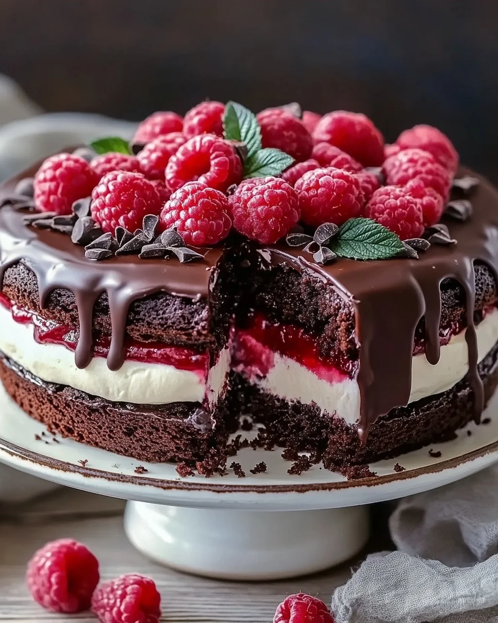 Himbeer Schoko Brownie Torte