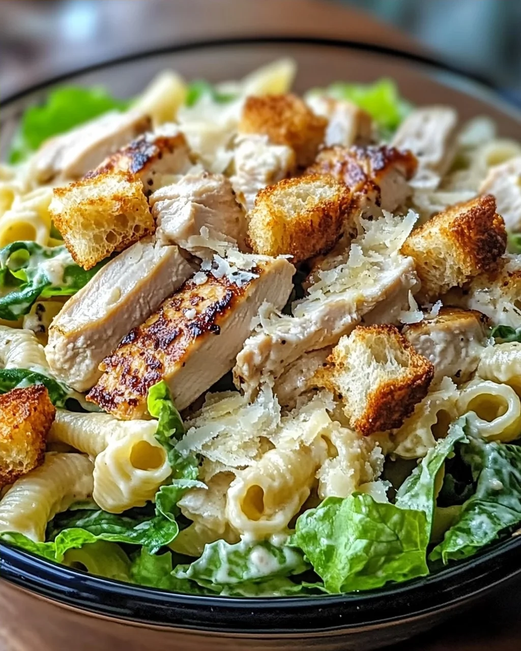 Hühnchen Caesar Pasta Salat für jeden Tag