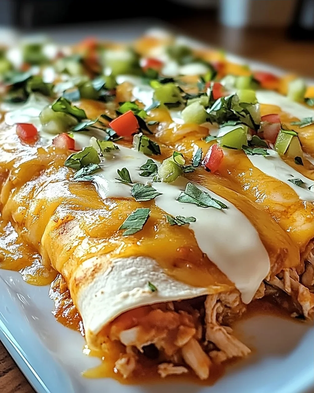 Käse-Hühnchen-Enchiladas mit Queso für jeden Anlass
