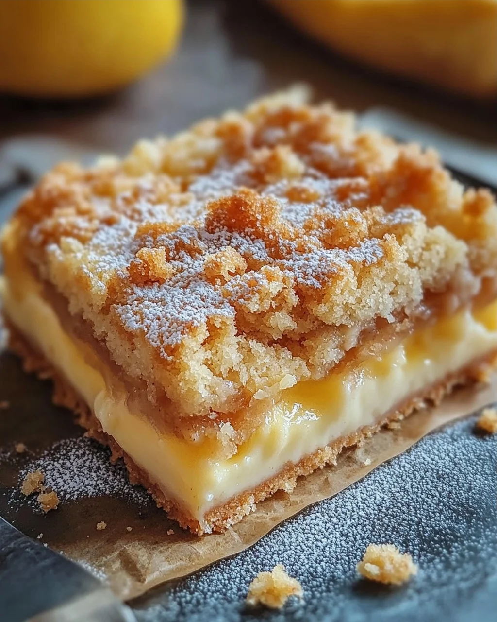 Knuspriger Streuselkuchen mit Vanillepudding