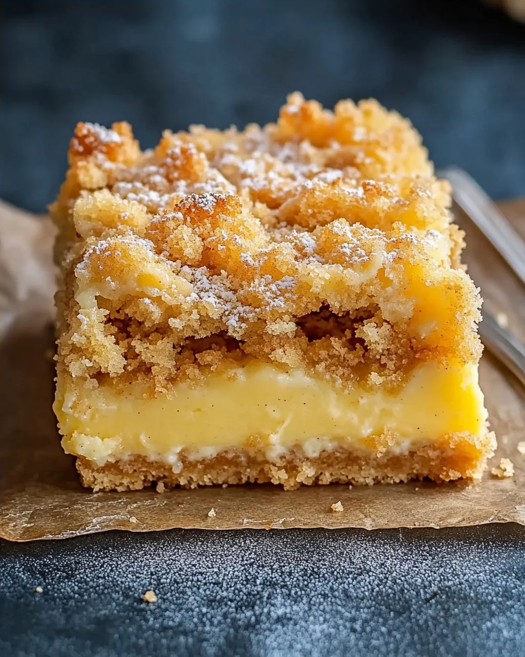Knuspriger Streuselkuchen mit Vanillepudding
