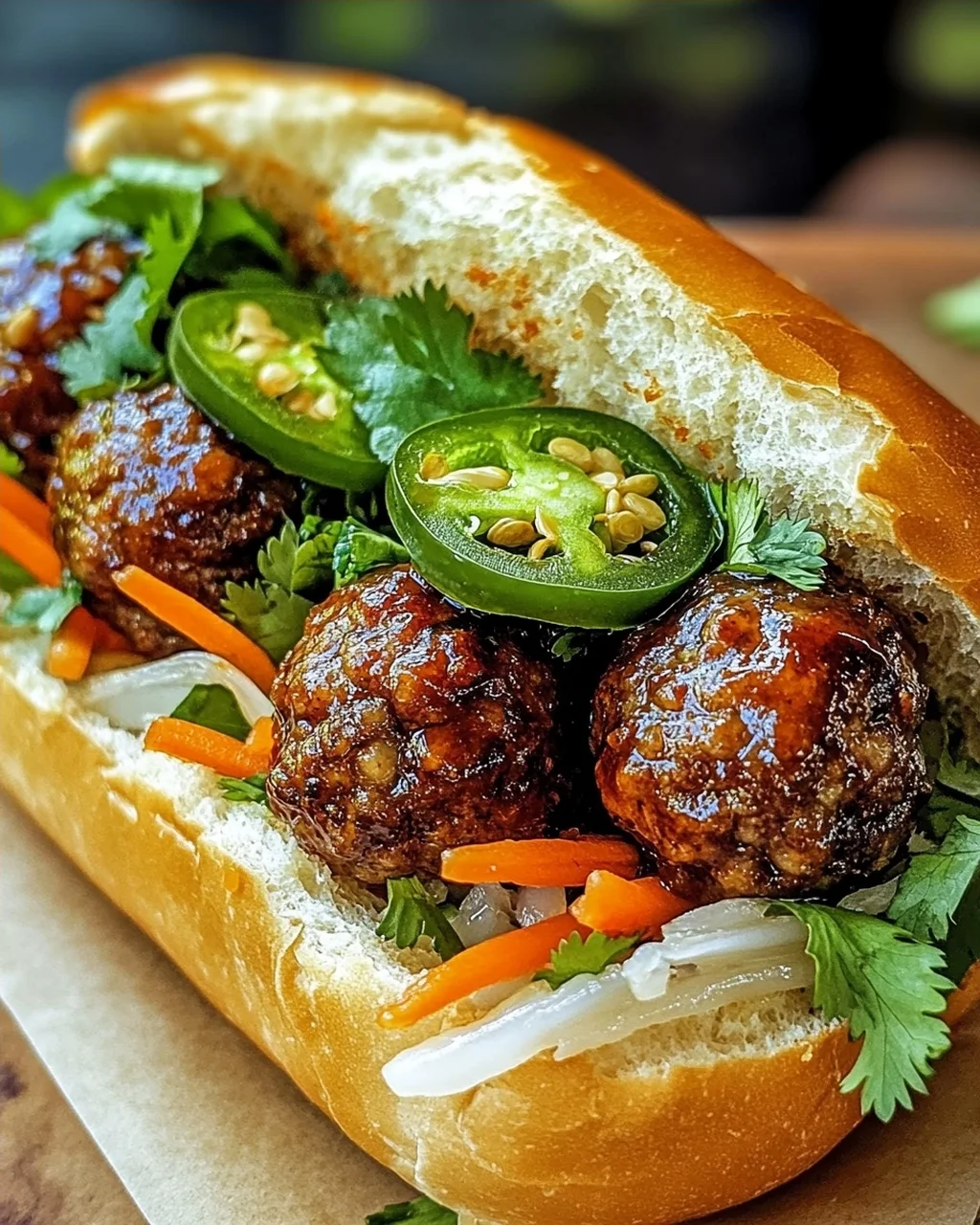 Koreanisches BBQ-Fleischbällchen Banh Mi für Genießer