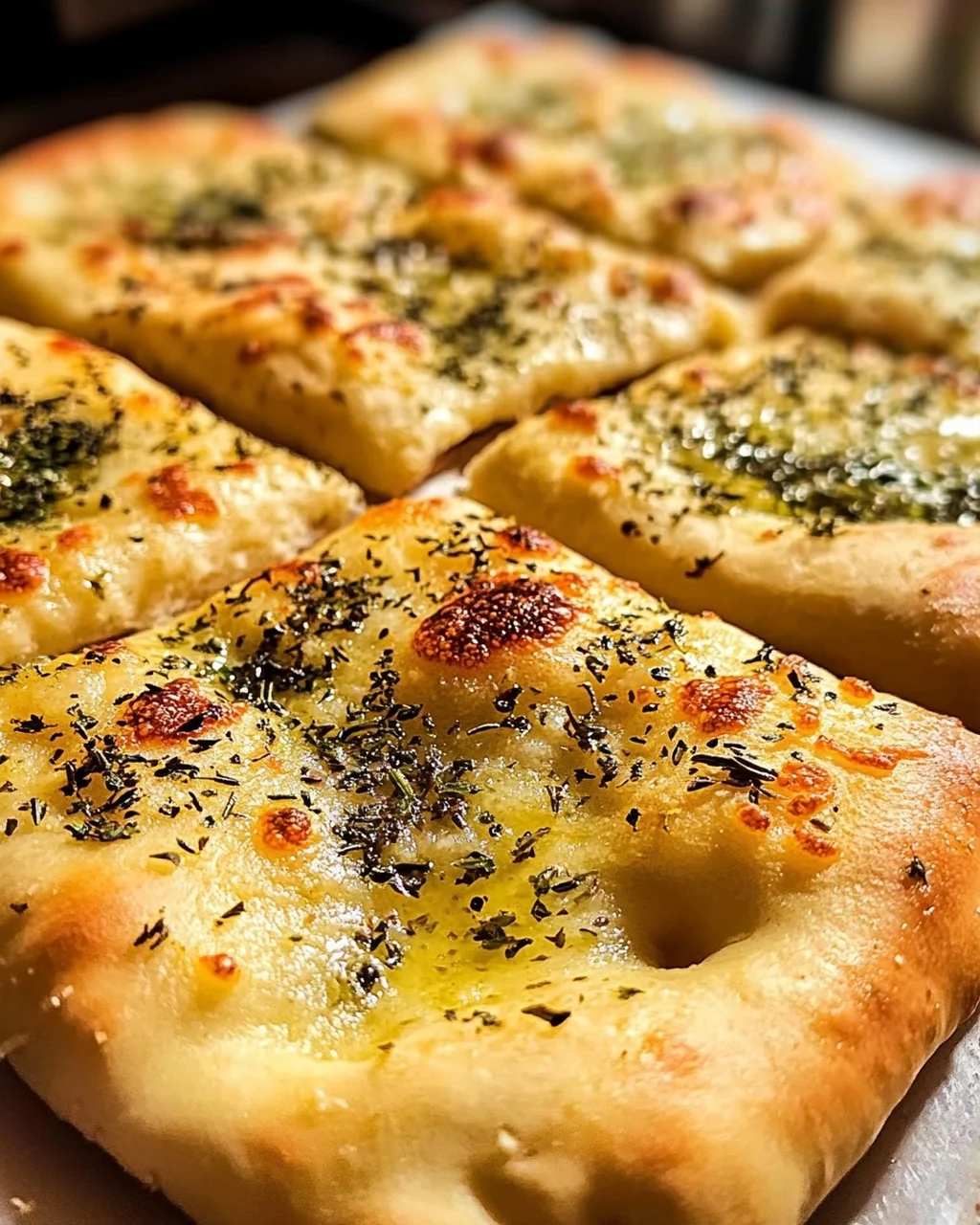 Leckeres Pizzabrot mit Knoblauch und Kräutern Rezept
