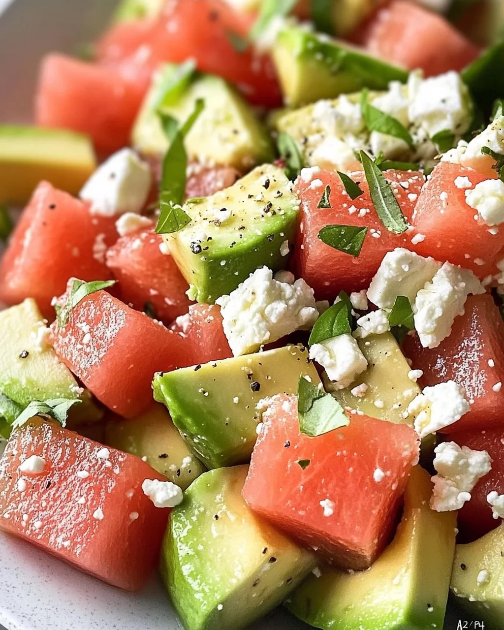 Melonen Feta Salat mit Avocado