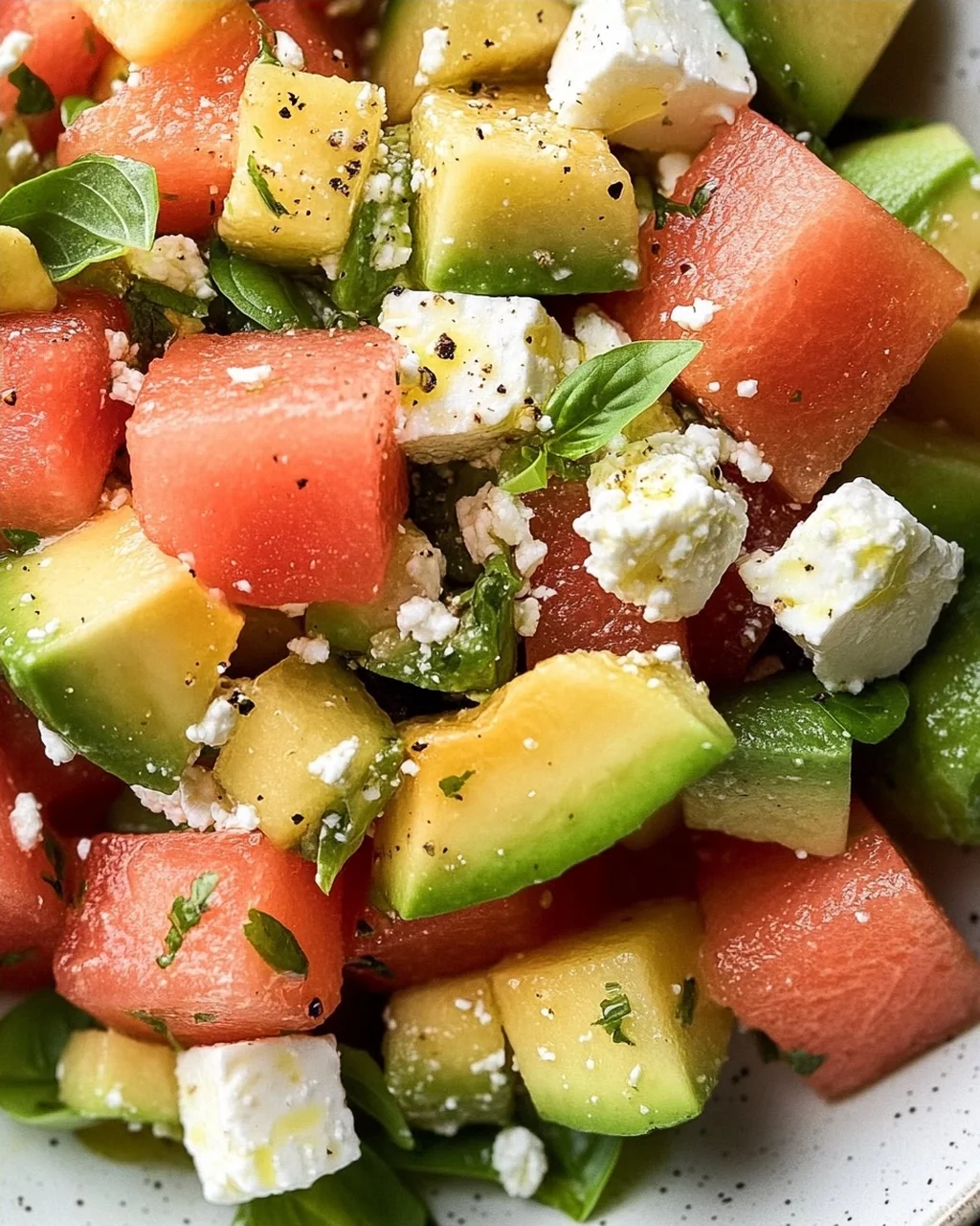 Melonen Feta Salat mit Avocado