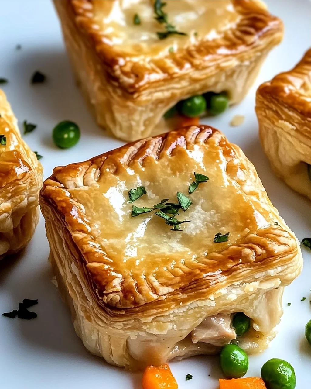 Mini-Hühnchentopf-Pasteten mit Blätterteig genießen