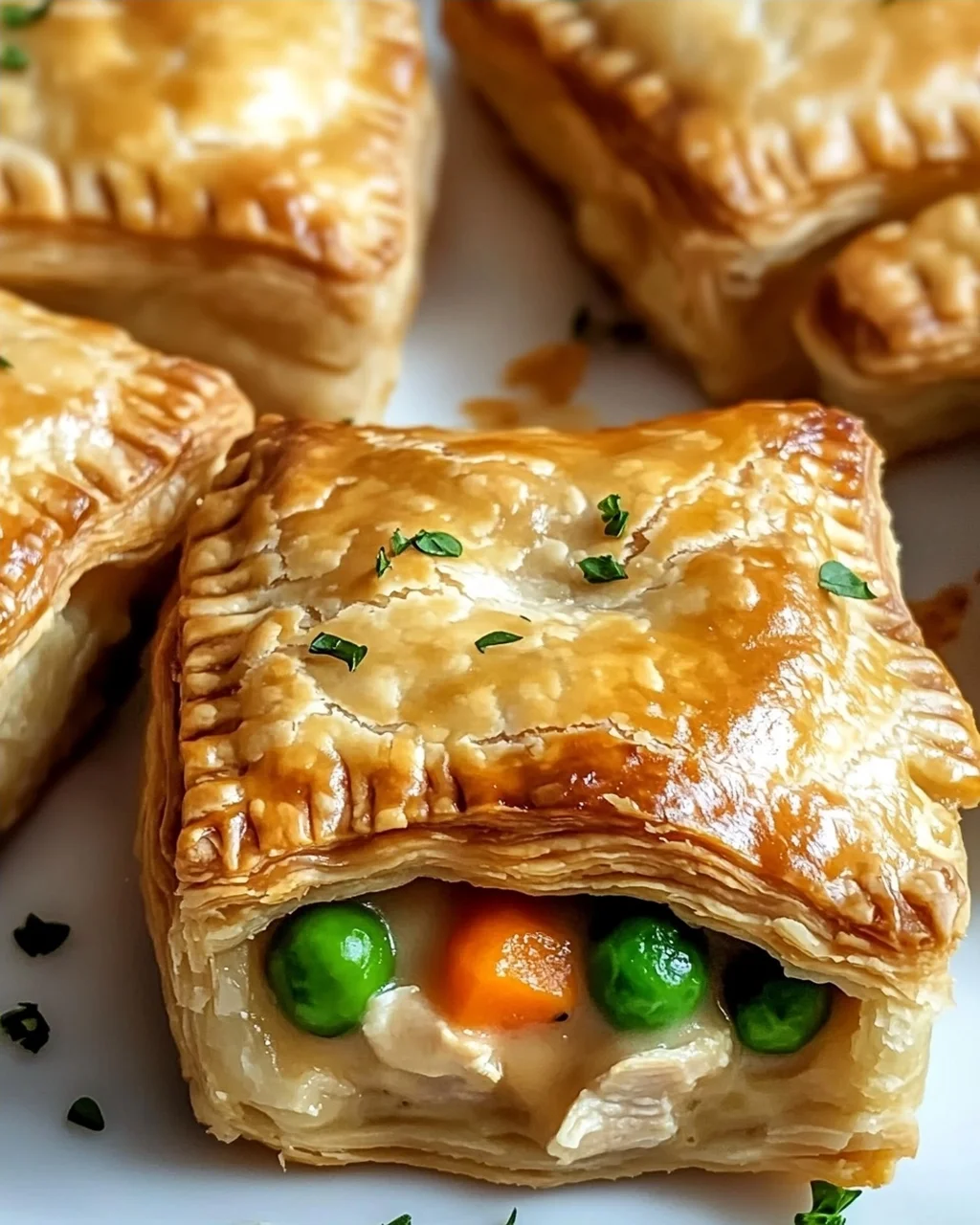 Mini-Hühnchentopf-Pasteten mit Blätterteig genießen