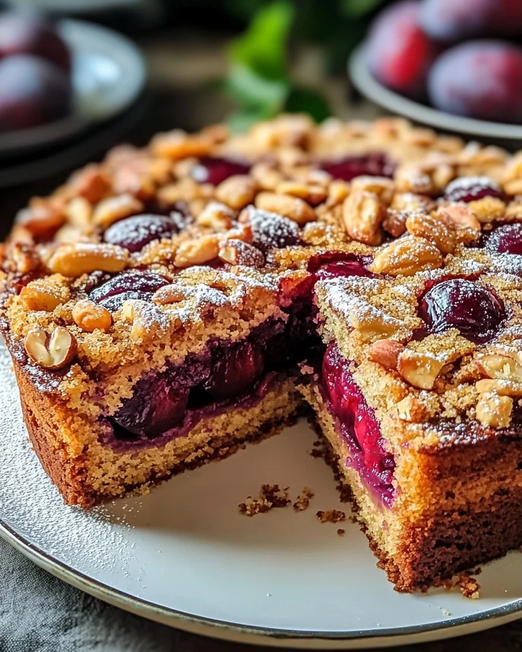 Nussiger Zimtkuchen Mit Pflaumenfüllung