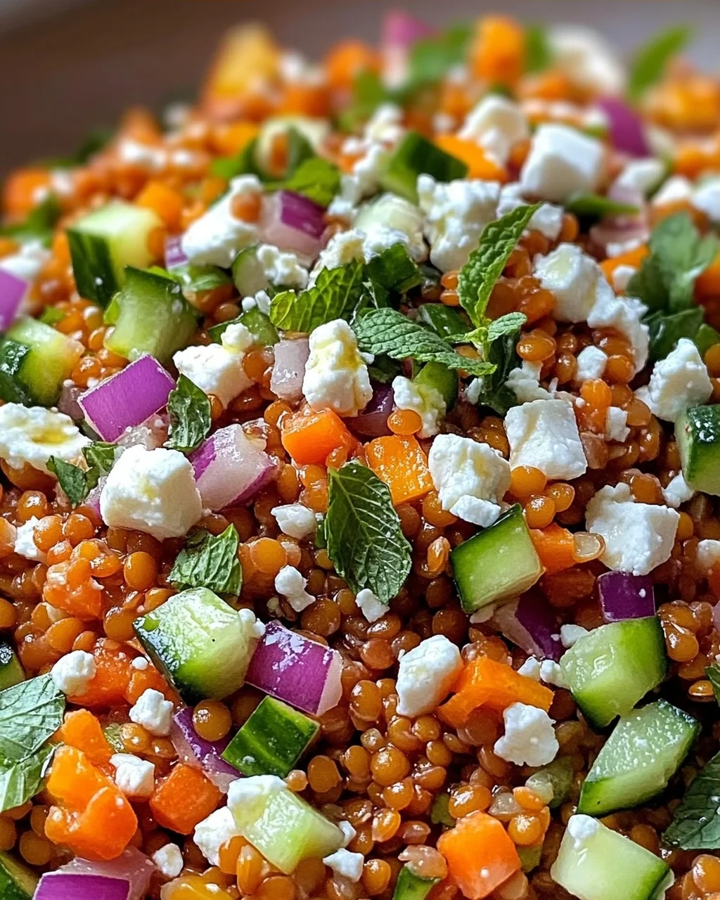 Orientalischer Rote Linsensalat mit Feta