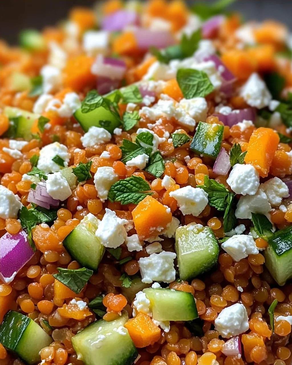 Orientalischer Rote Linsensalat mit Feta