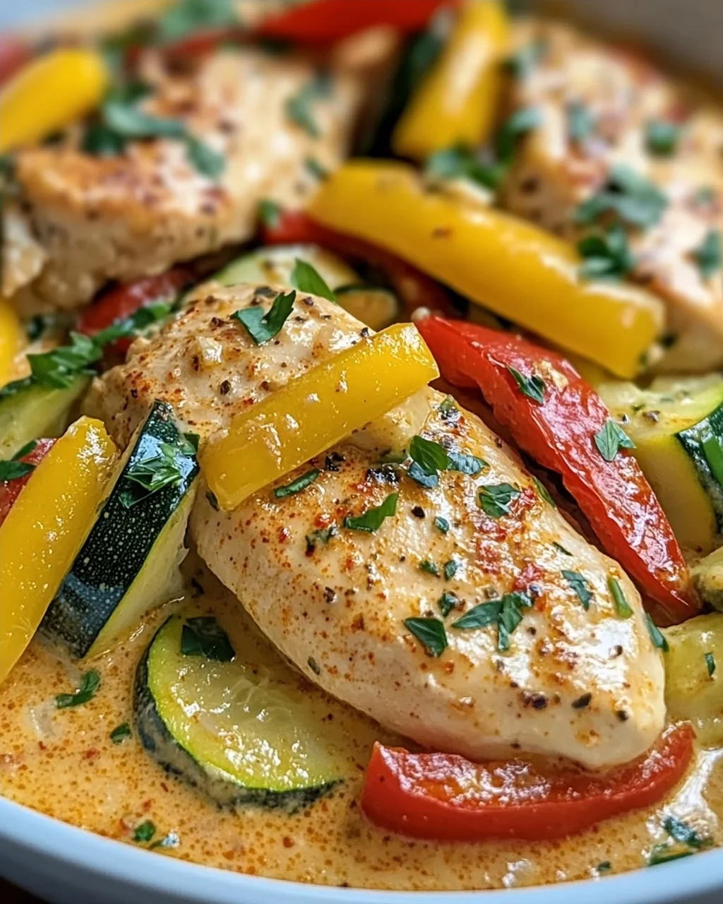Paprika Zucchini Sahne Hähnchen