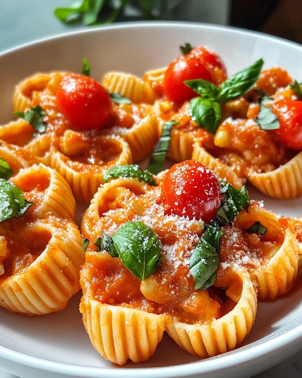 Party Ready Mini Cremige Tomaten Knoblauch Pasta Schalen Rezept
