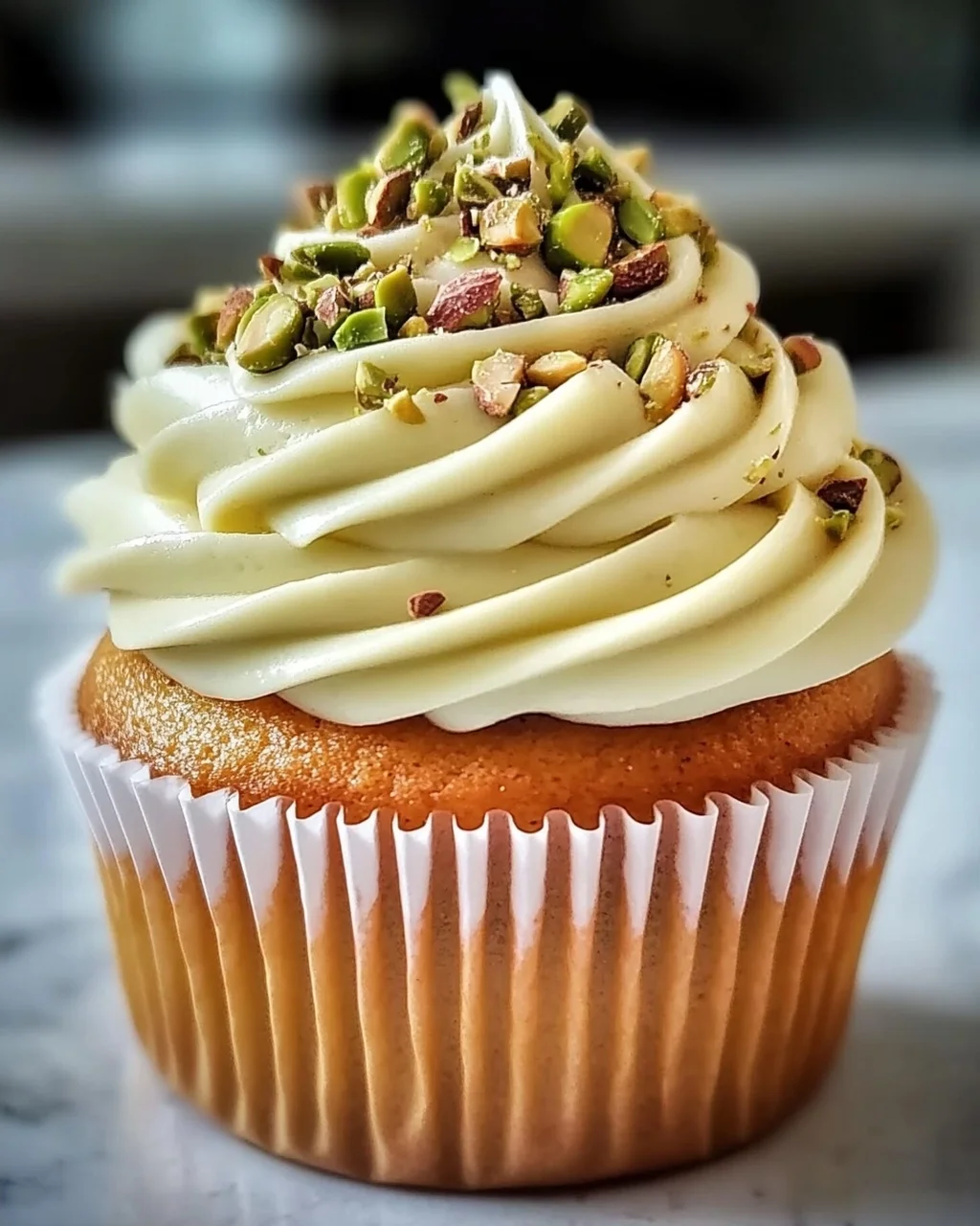 Pistazien-Cupcakes mit cremigem Vanille-Frosting