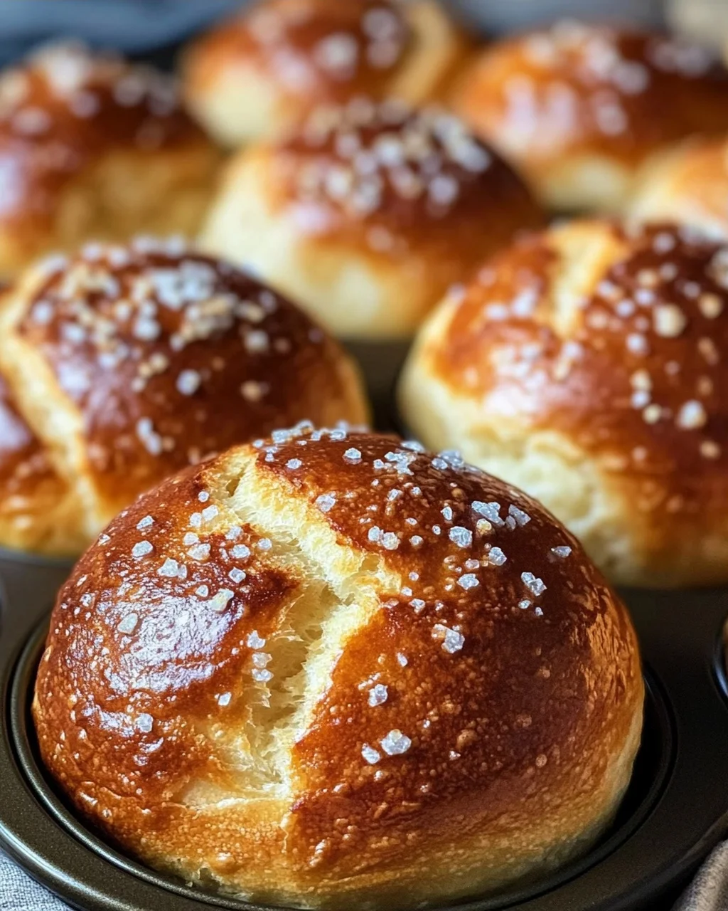 Rezept für Laugenbrötchen im Muffinsblech gebacken