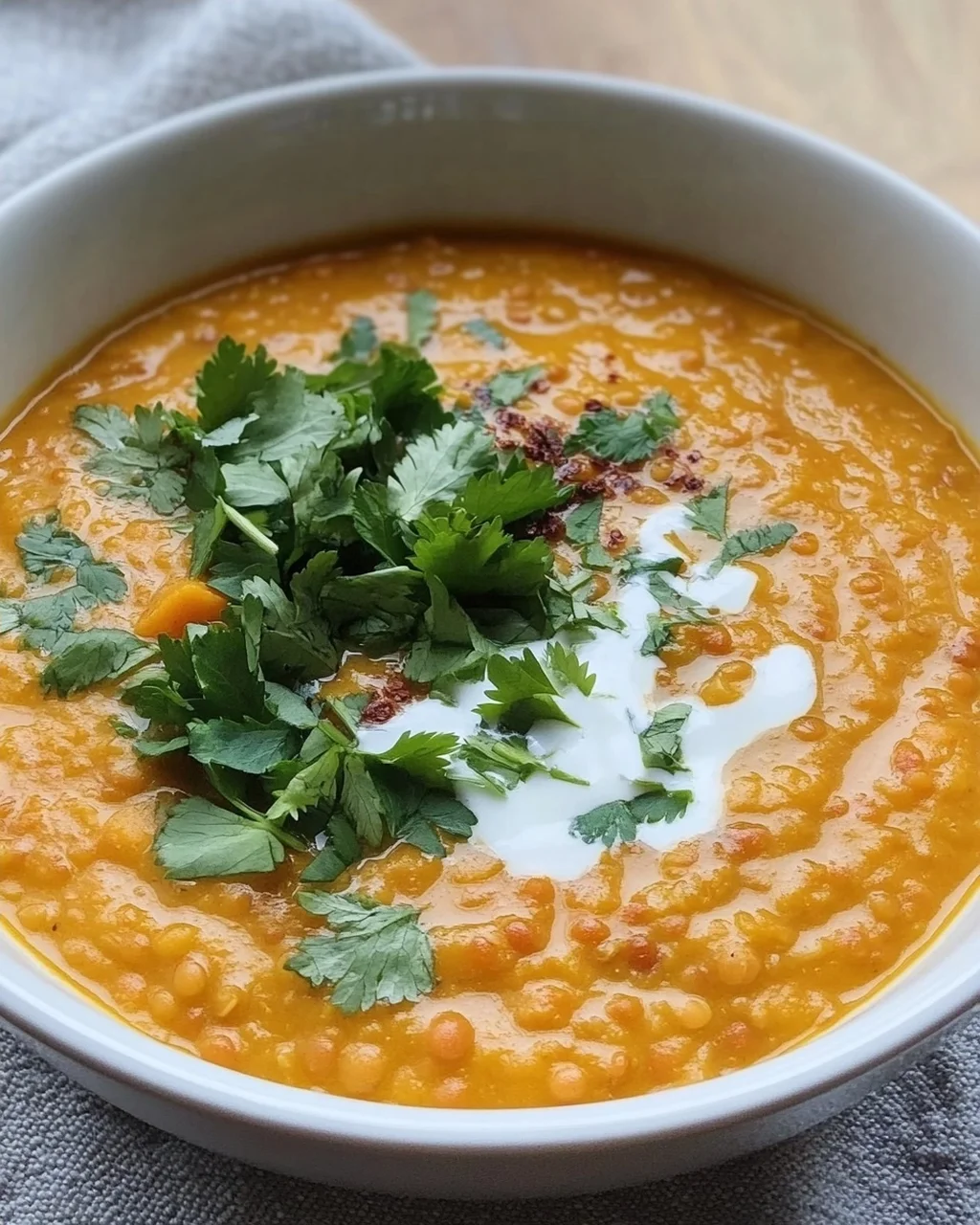 Rote Linsensuppe mit Süßkartoffeln
