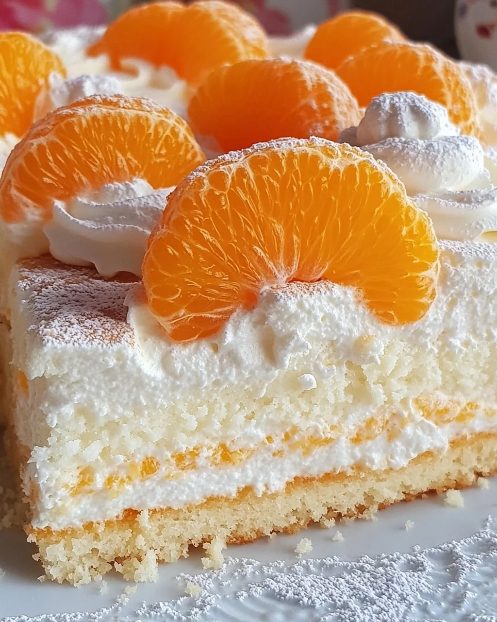Schneller Schmandkuchen mit Mandarinen vom Blech