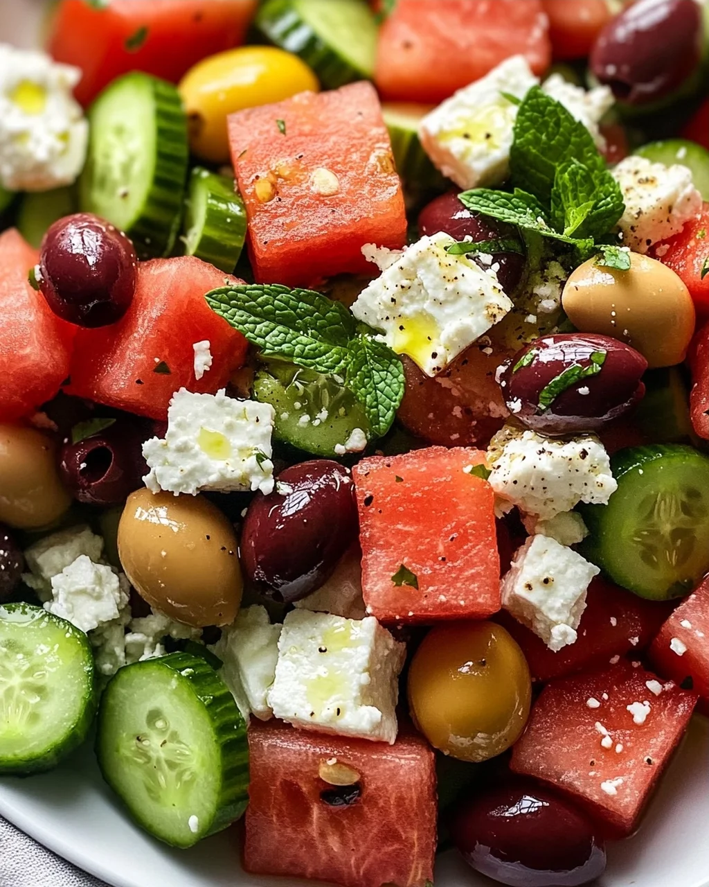 Sommerlicher Griechischer Salat mit Wassermelone & Minze