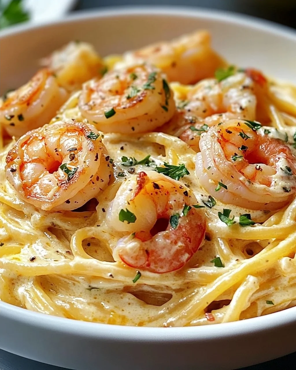 Spaghetti Mit Garnelen In Frischkäsesauce